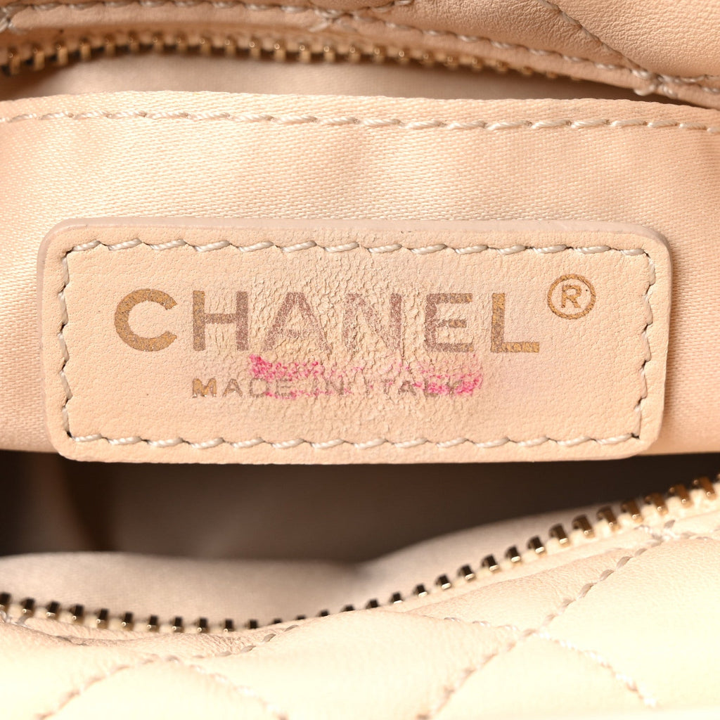 Lambskin Quilted Small Hobo Beige