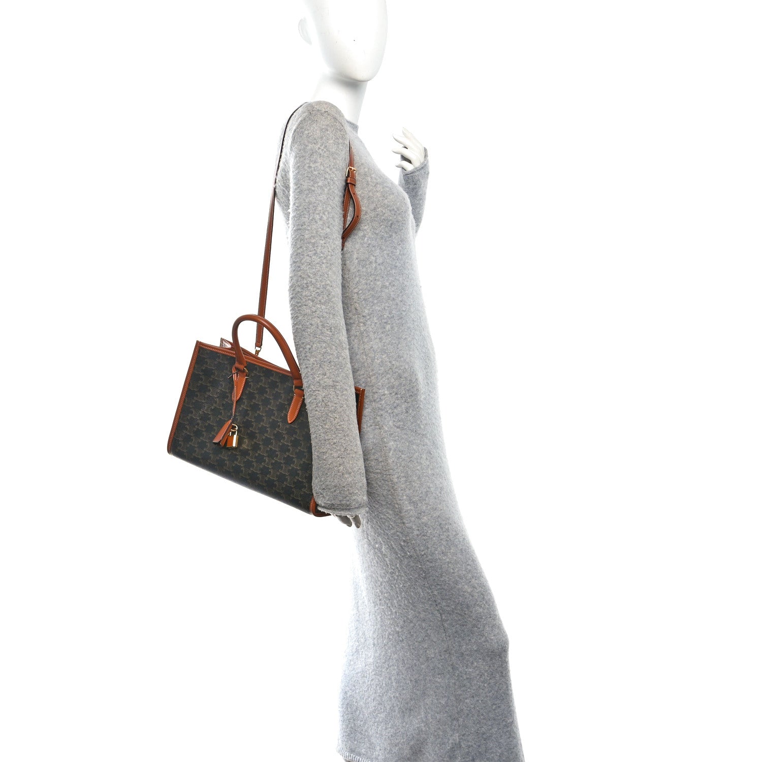 Triomphe Canvas Calfskin Mini Horizontal Cabas Tan