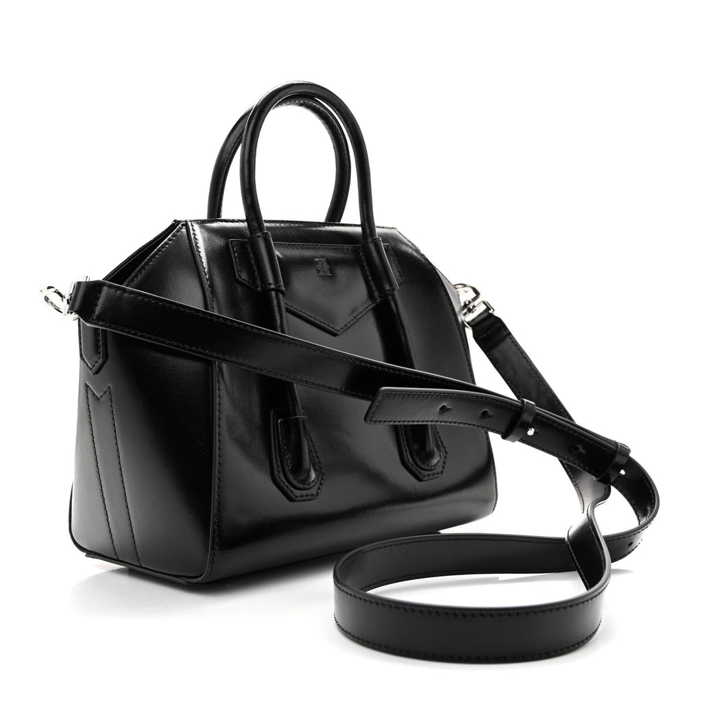 Box Calfskin Mini Lock Antigona Shoulder Bag Black