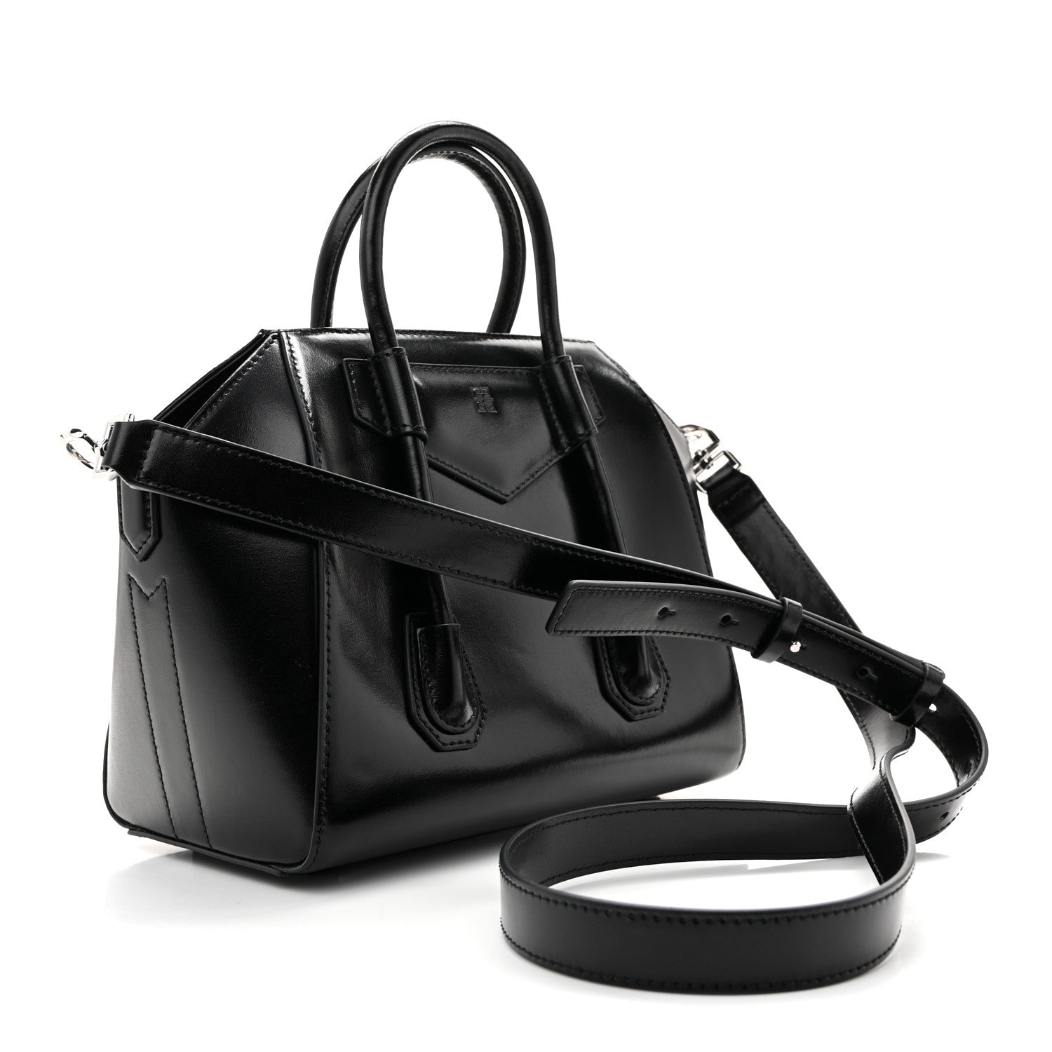 Box Calfskin Mini Lock Antigona Shoulder Bag Black