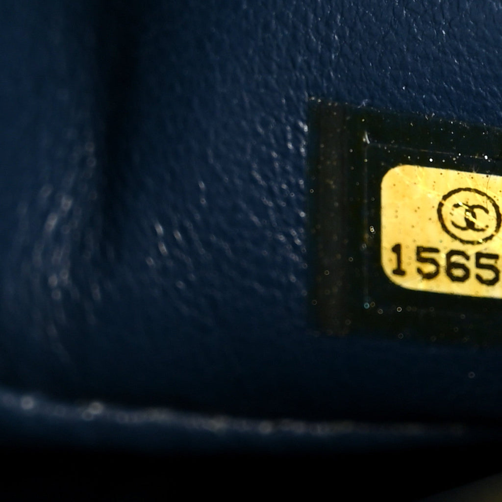 Caviar Quilted Jumbo Double Flap Navy Blue