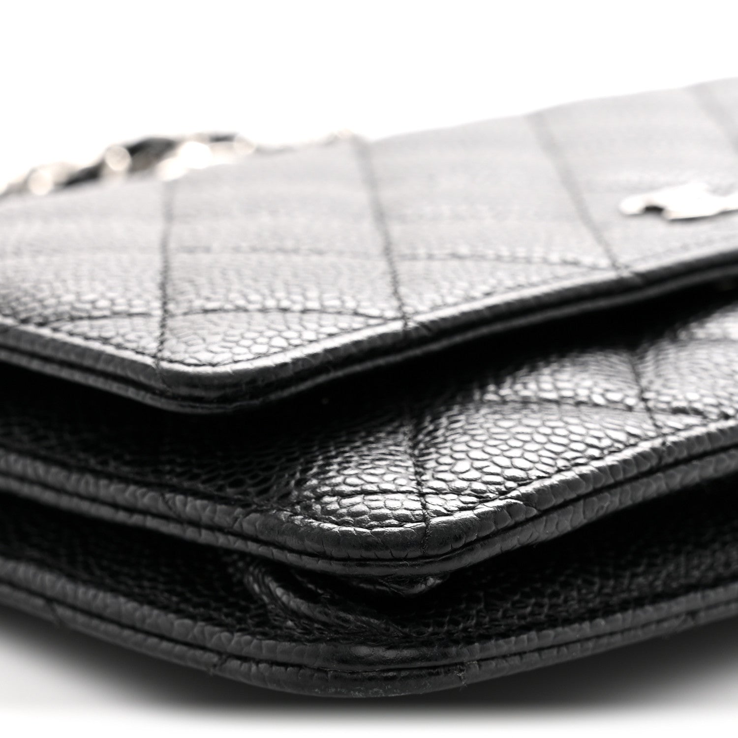 Caviar Quilted Wallet on Chain WOC Black