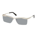 Off-White Sunglasses Rectangle Semi Rim, Silver Frame and Grey with Silver Mirror Lens OERI095RIMINI7272