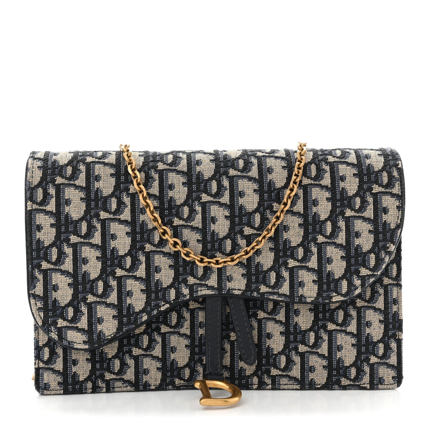 Oblique Saddle Chain Pouch Blue