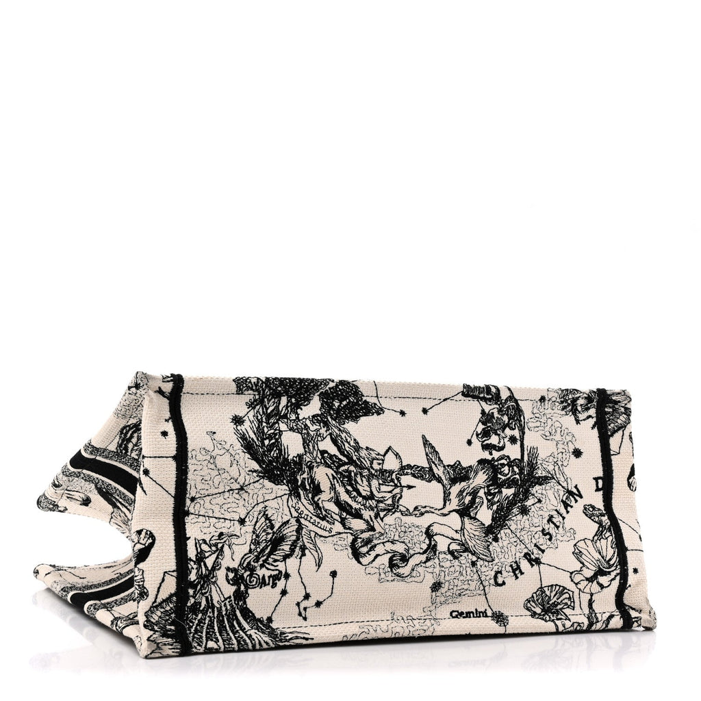 Canvas Zodiac Toile De Jouy Embroidered Medium Book Tote Latte