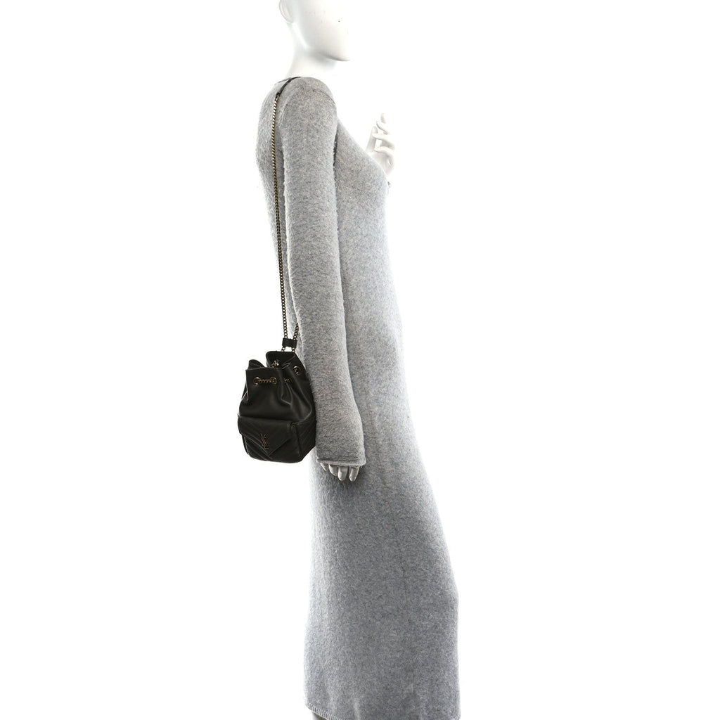 Lambskin Matelasse Monogram Joe Nano Bucket Bag Light Musk