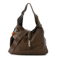Pebbled Calfskin Medium New Jackie Shoulder Bag Brown