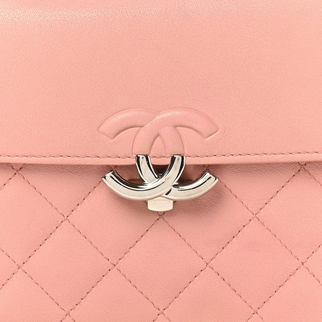 Goatskin Quilted Small CC Box Flap Pink