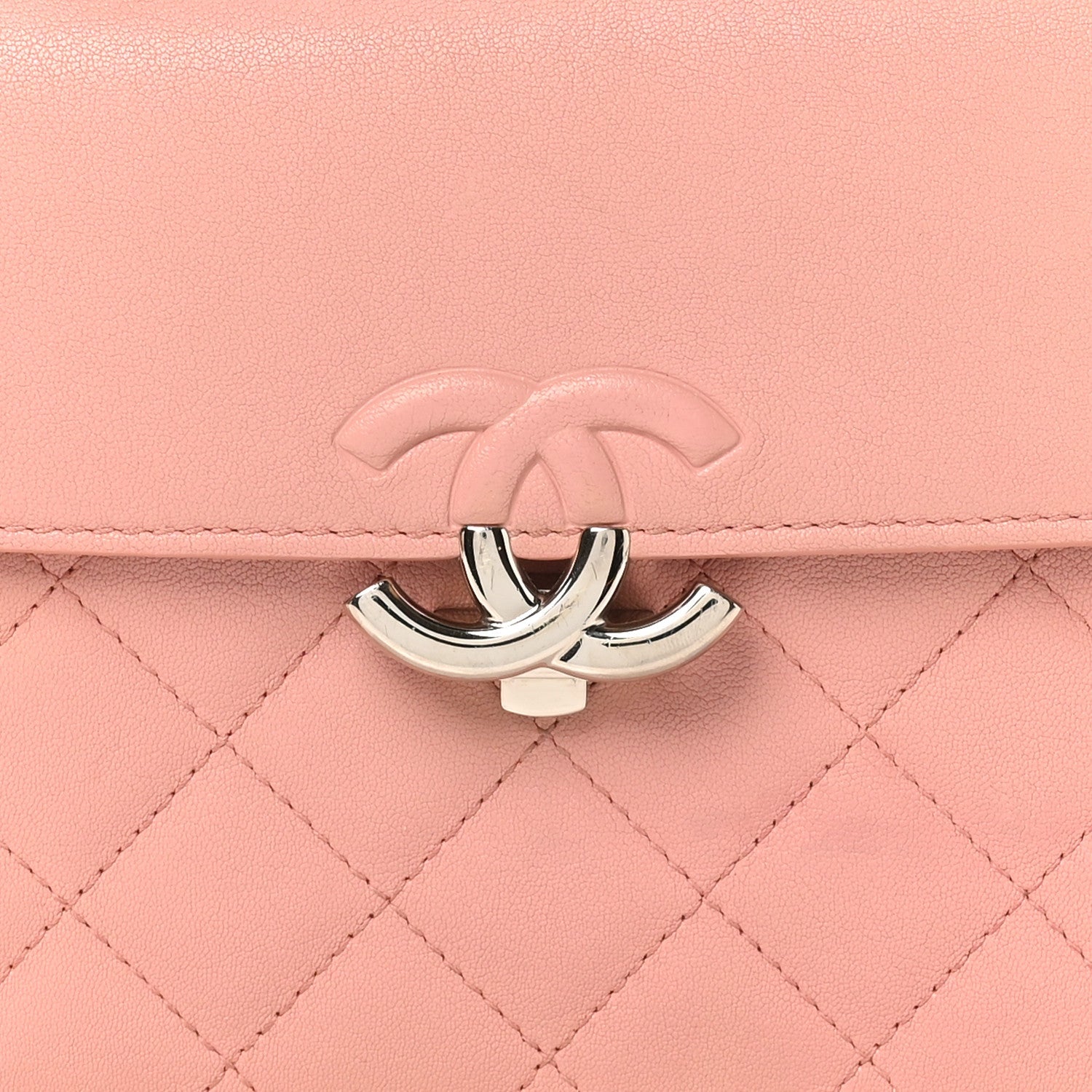 Goatskin Quilted Small CC Box Flap Pink