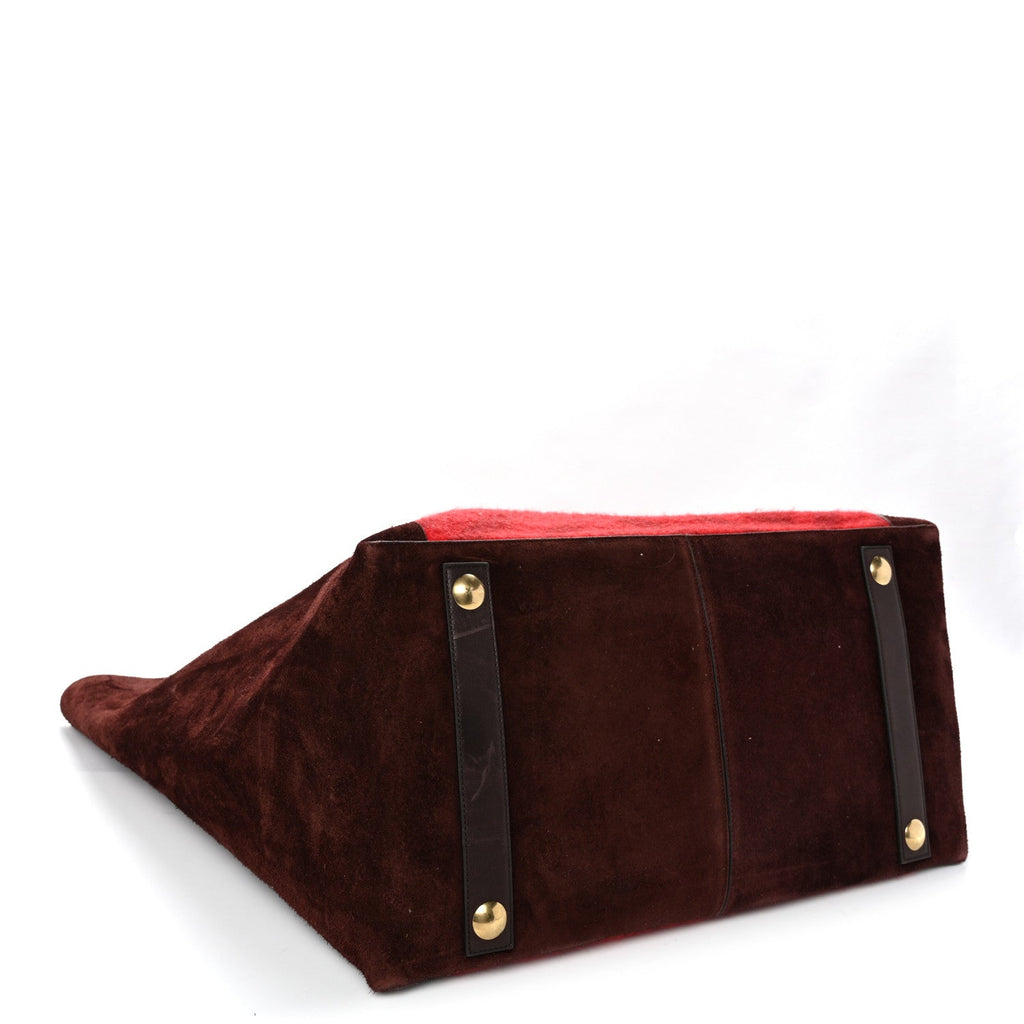 Suede Calfskin Wool Nova Check XL Shield Tote Ripple
