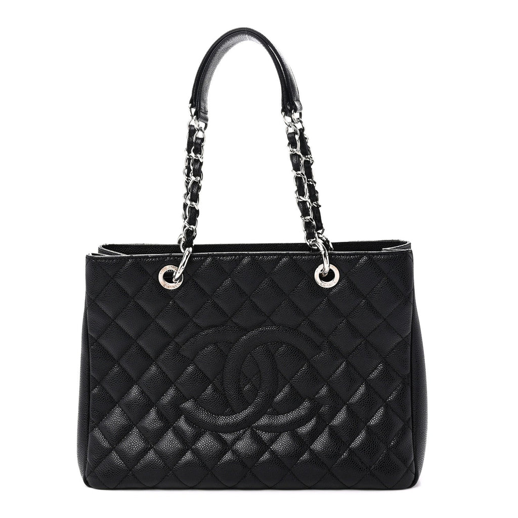 Caviar Quilted Grand Shopping Tote GST Black