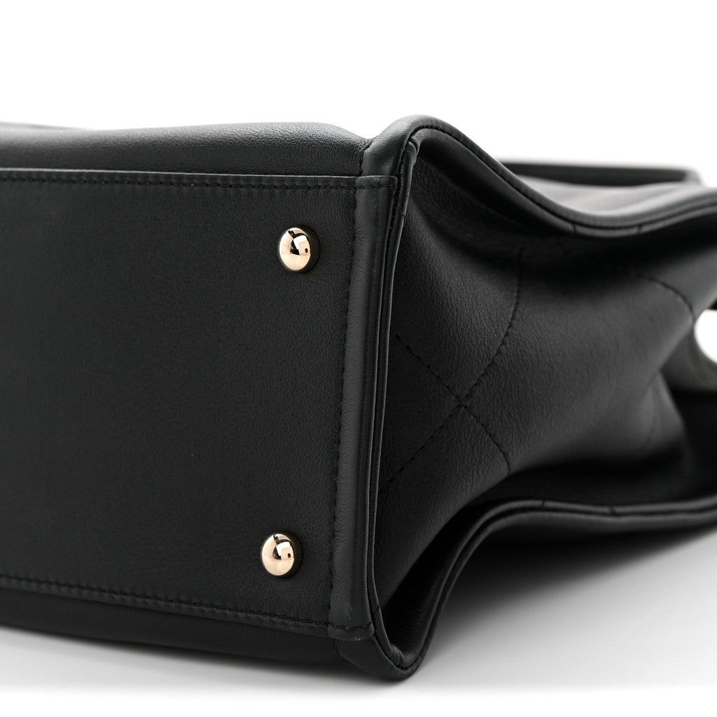 Calfskin CC Zipped Shopping Tote Black