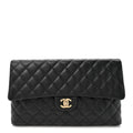 Caviar Quilted Flap Clutch Black