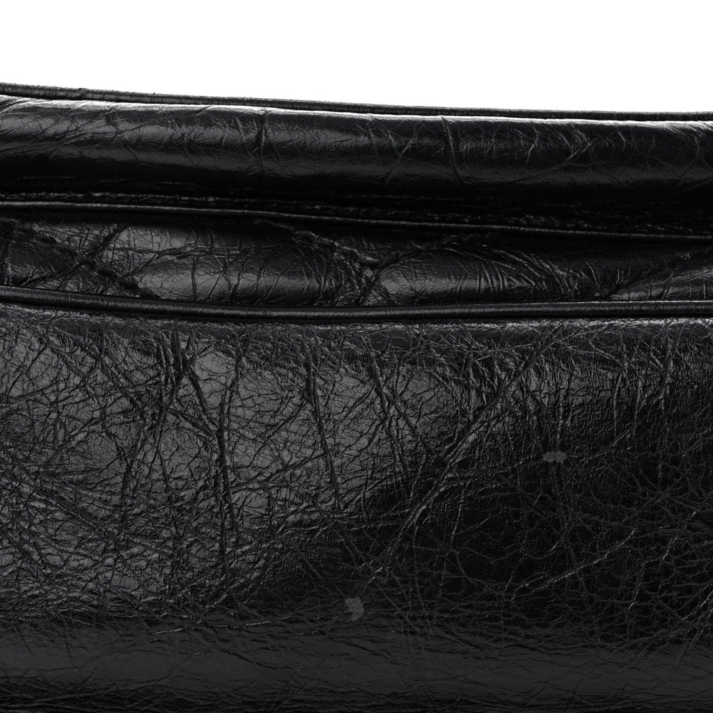 Crinkled Calfskin Matelasse Monogram Medium Niki Chain Satchel Black