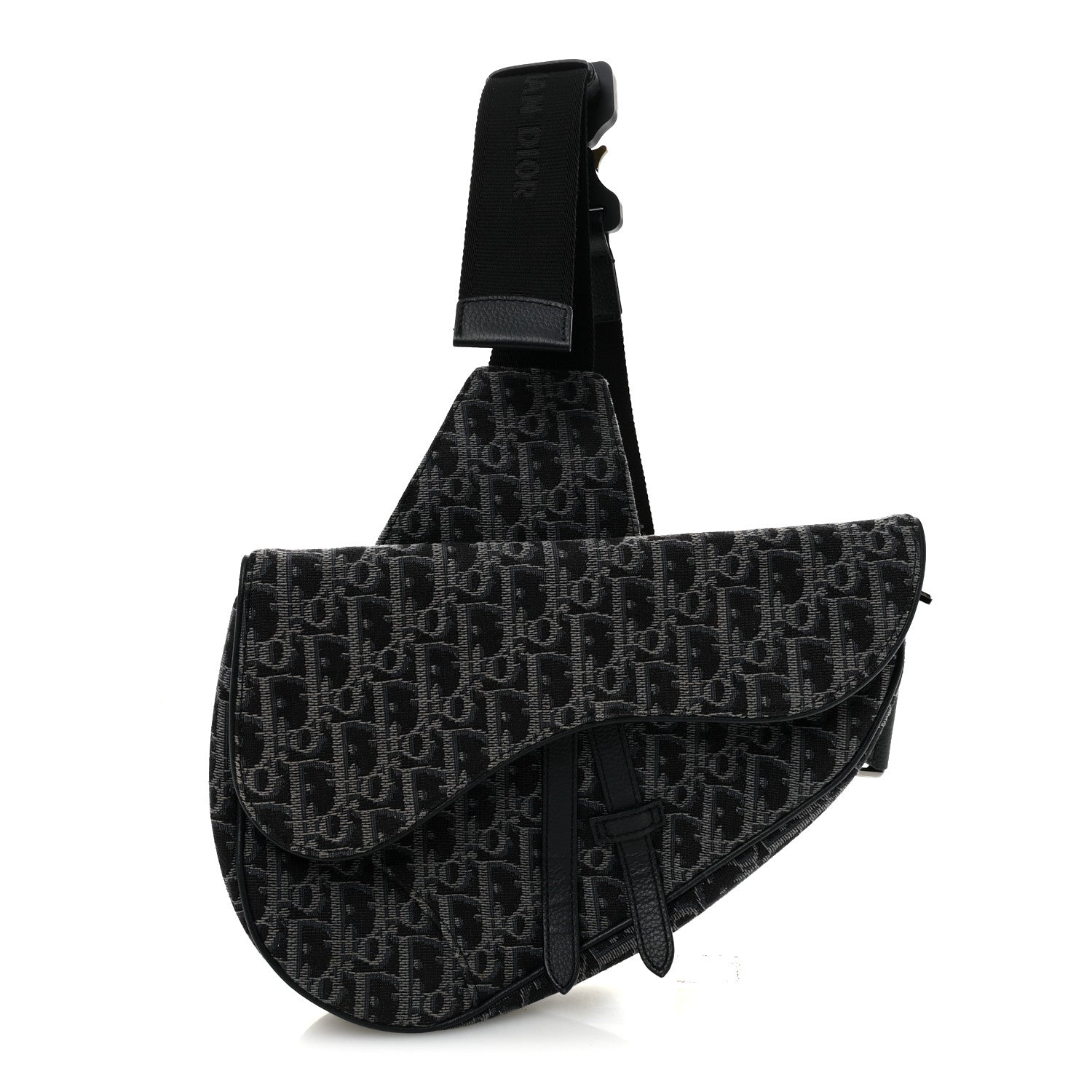 Oblique Mens Saddle Bag Black Blue