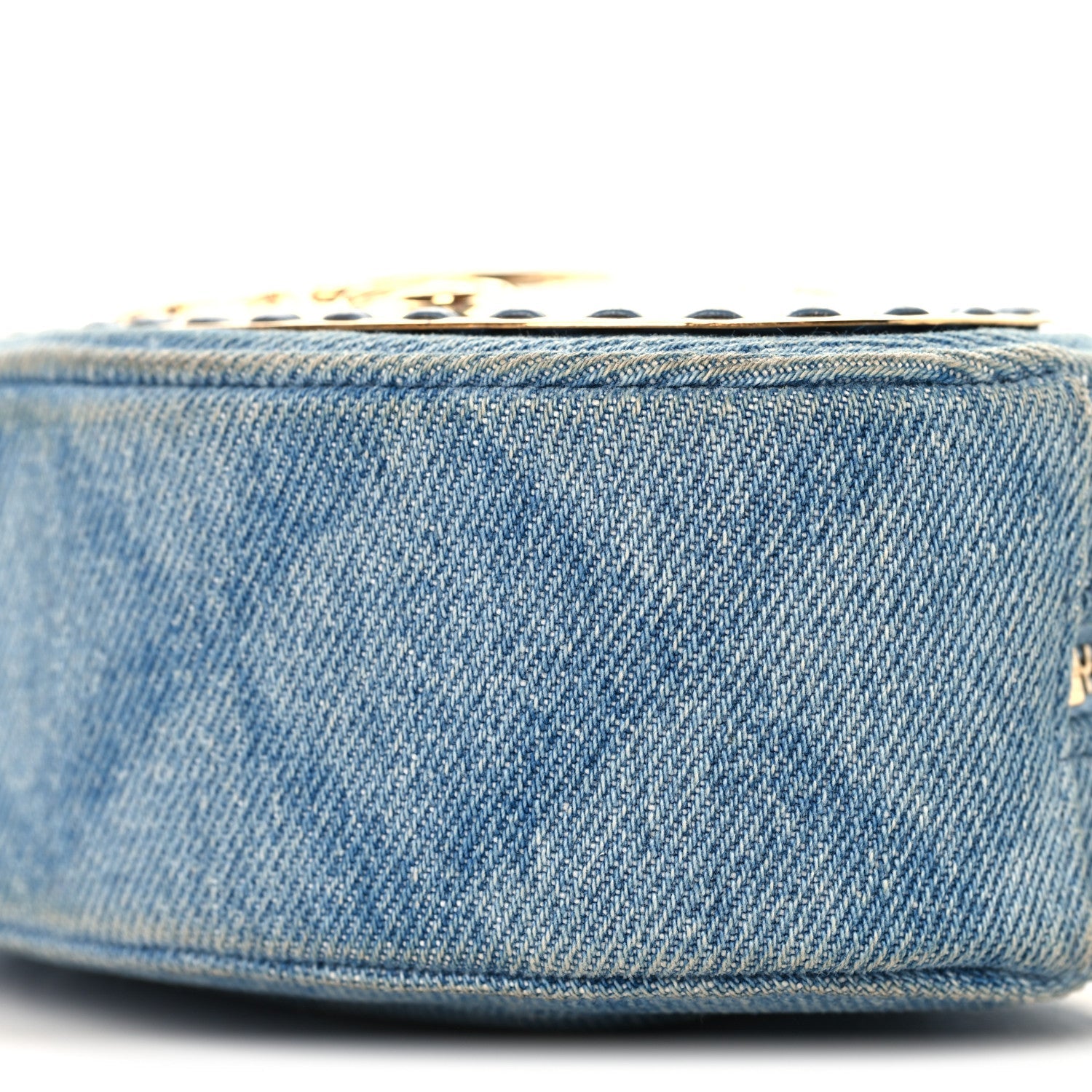 Denim Printed Chain Clutch Dark Blue