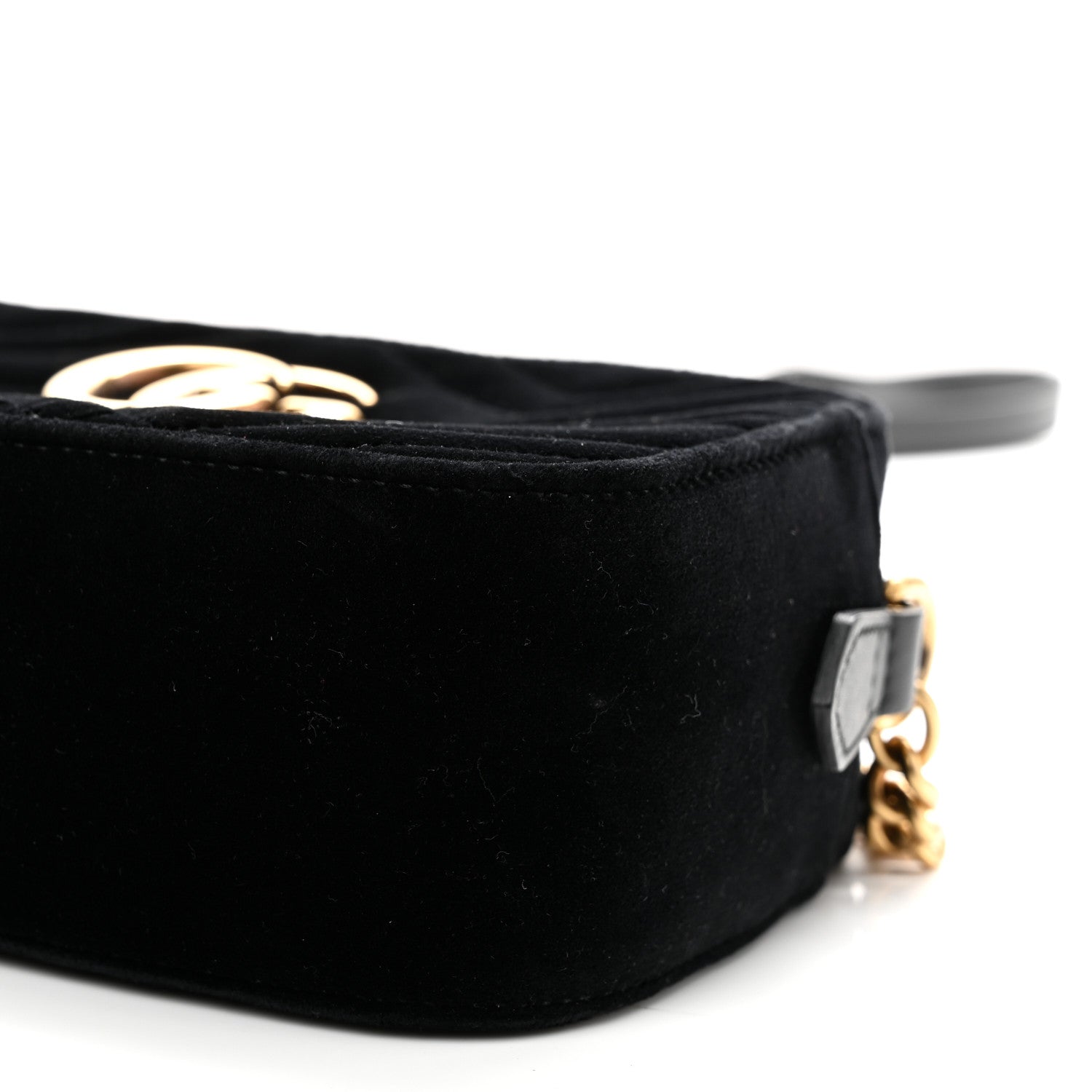 Velvet Matelasse Small GG Marmont Chain Shoulder Bag Black