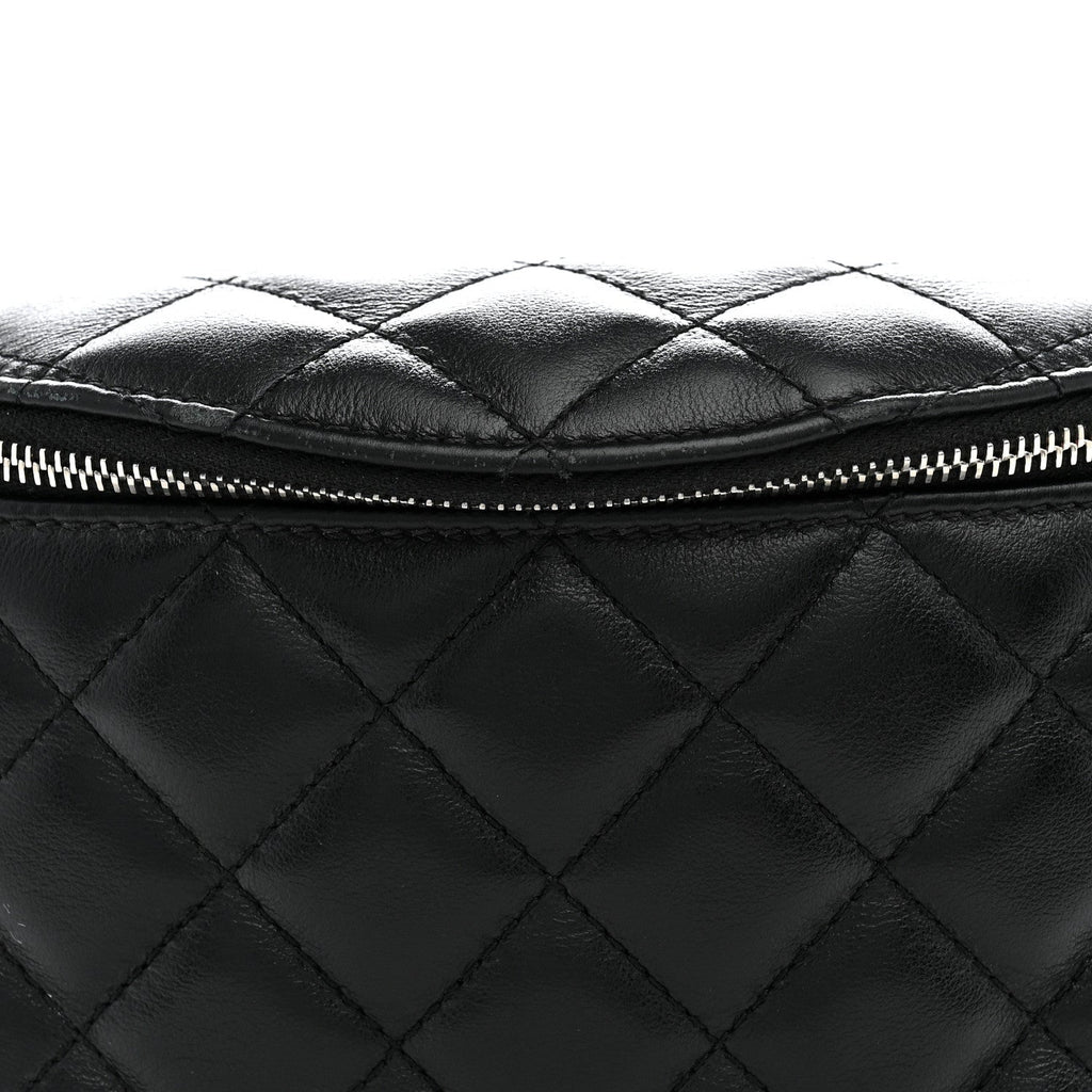 Calfskin Quilted Uniform Waist Belt Bag Black