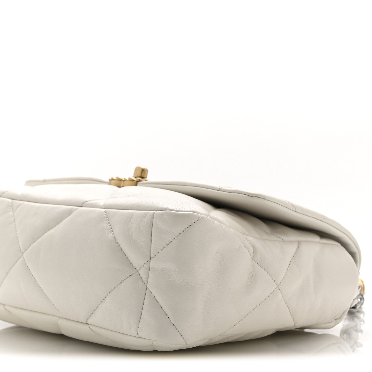 Goatskin Quilted Large Chanel 19 Flap White