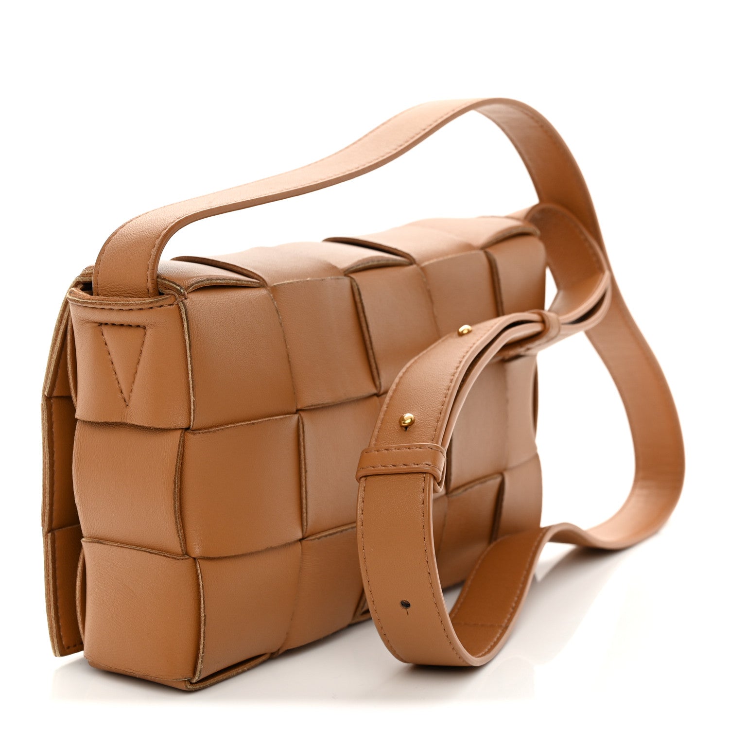Lambskin Maxi Intrecciato Cassette Crossbody Bag Caramel