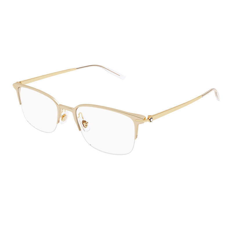 Montblanc Eyeglasses Rectangle Semi Rim, Black/Gold Frame and Clear Demo Lens Lens MB0234OK003