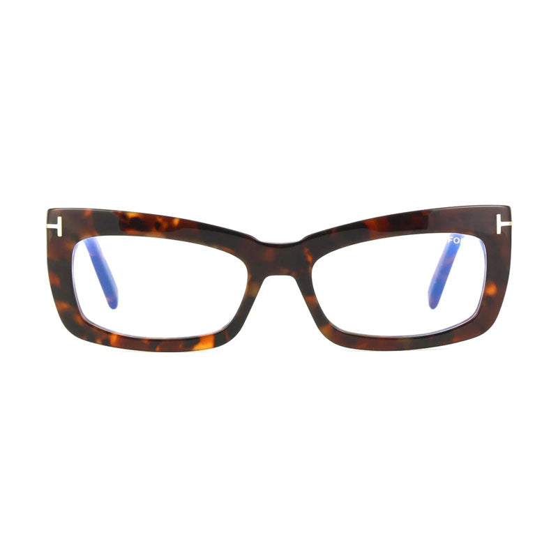 Tom Ford Eyeglasses Rectangle Full Rim, Shiny Black Frame and Clear Blue Light Block Lenses Lens FT5966-B001