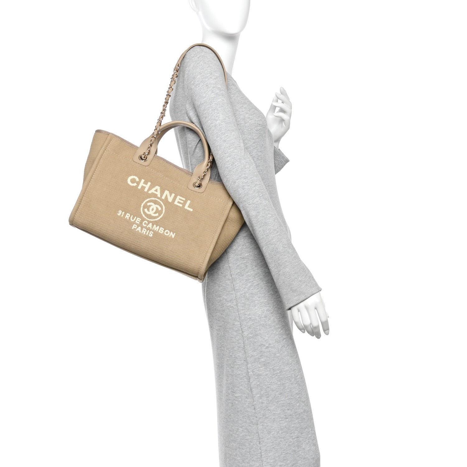 Mixed Fibers Small Deauville Tote Beige