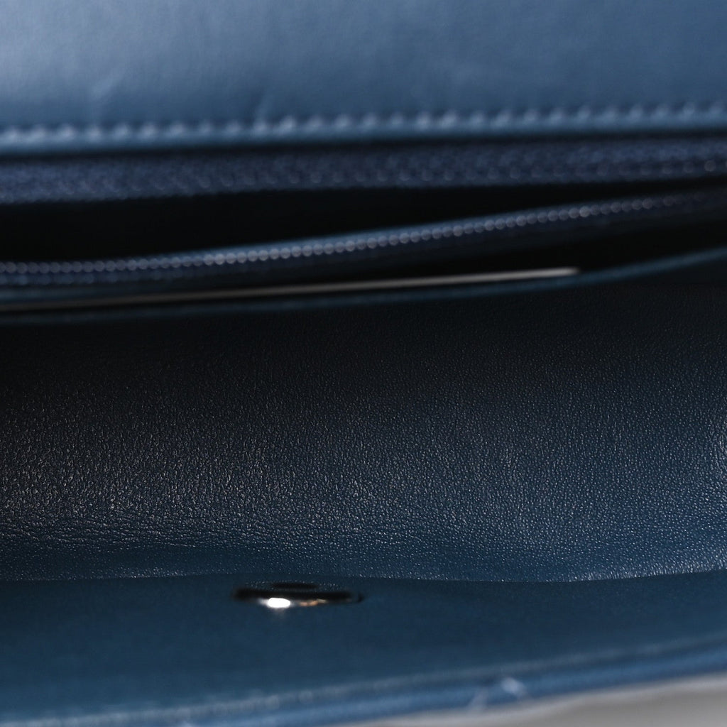 Lambskin Quilted Mini Rectangular Flap Blue