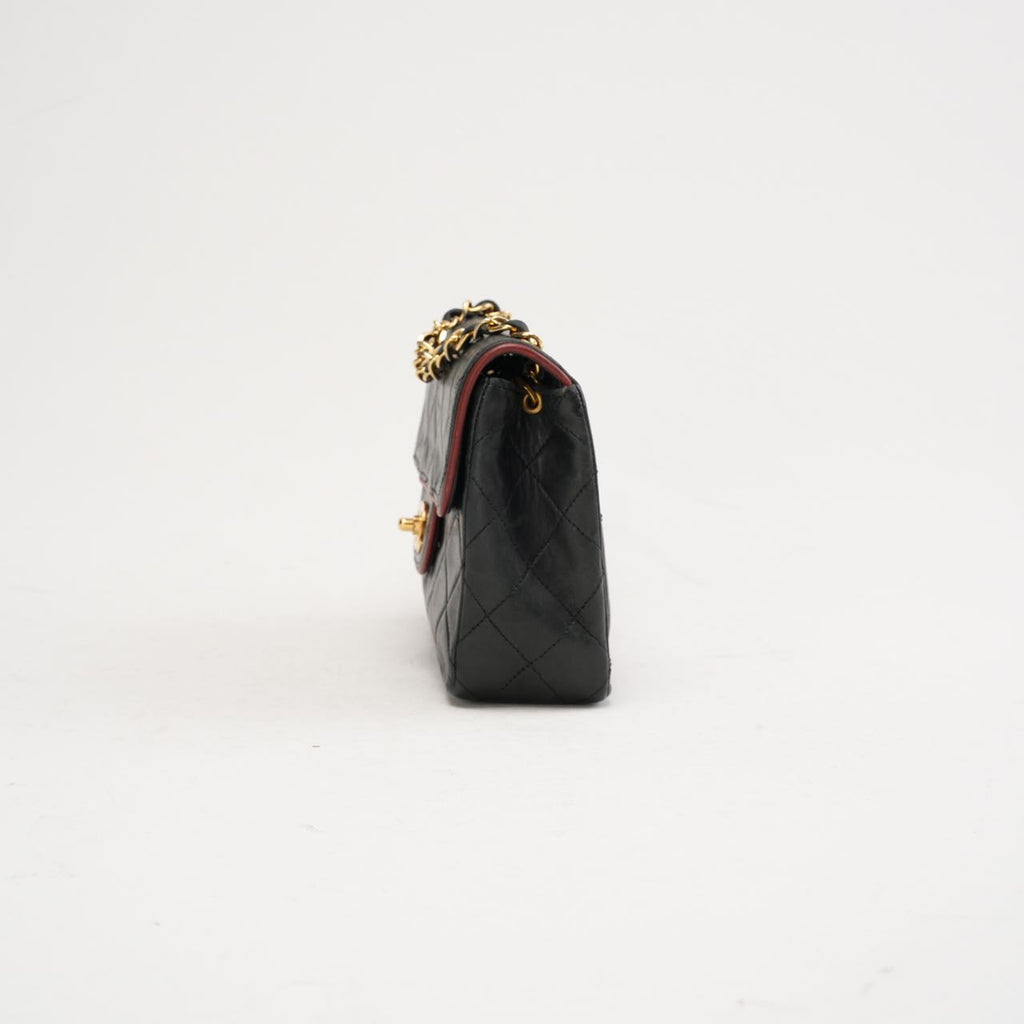Chanel Vintage Mini Timeless Flap Black and Burgundy 1991