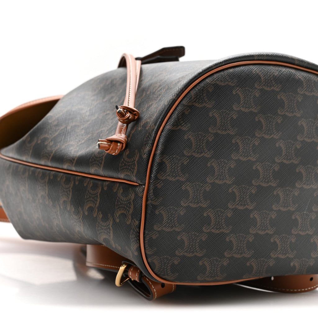 Triomphe Canvas Calfskin Folco Backpack Tan