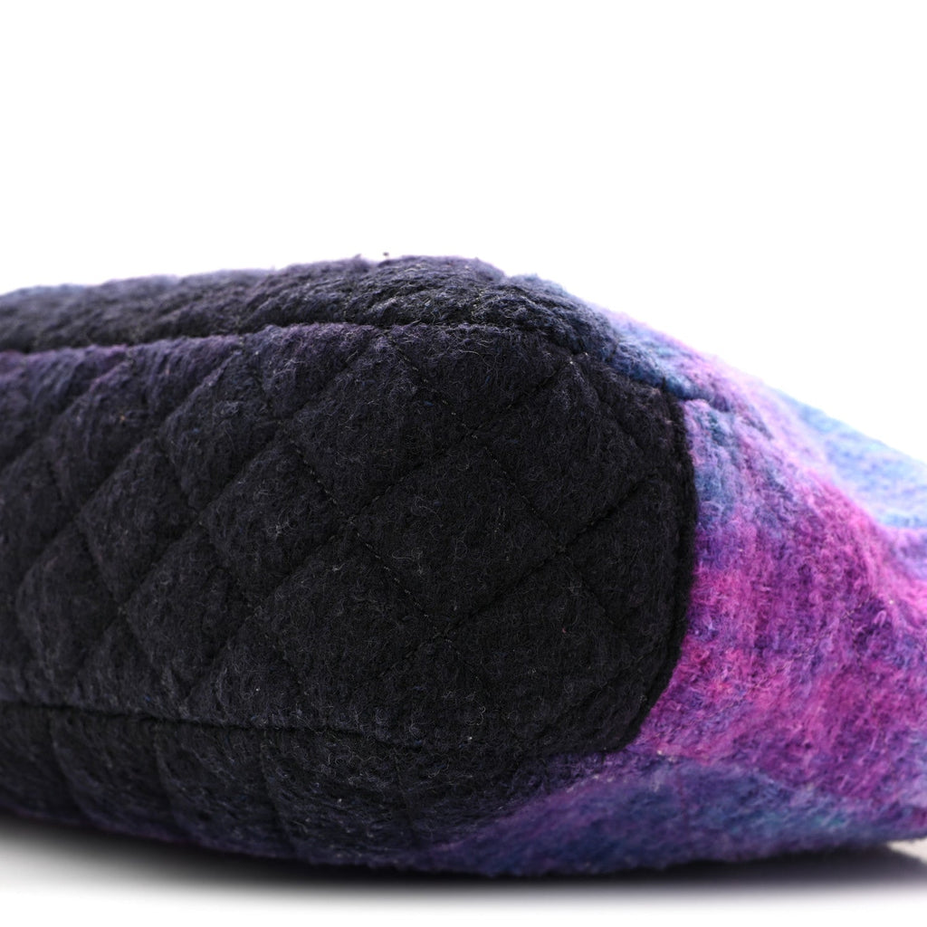 Wool Tweed CC Tote Purple Black Blue