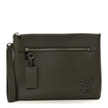 Grained Calfskin Aerogram Takeoff Pouch Grey