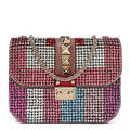 Vitello Crystal Embellished Small Glam Lock Rockstud Flap Multicolor