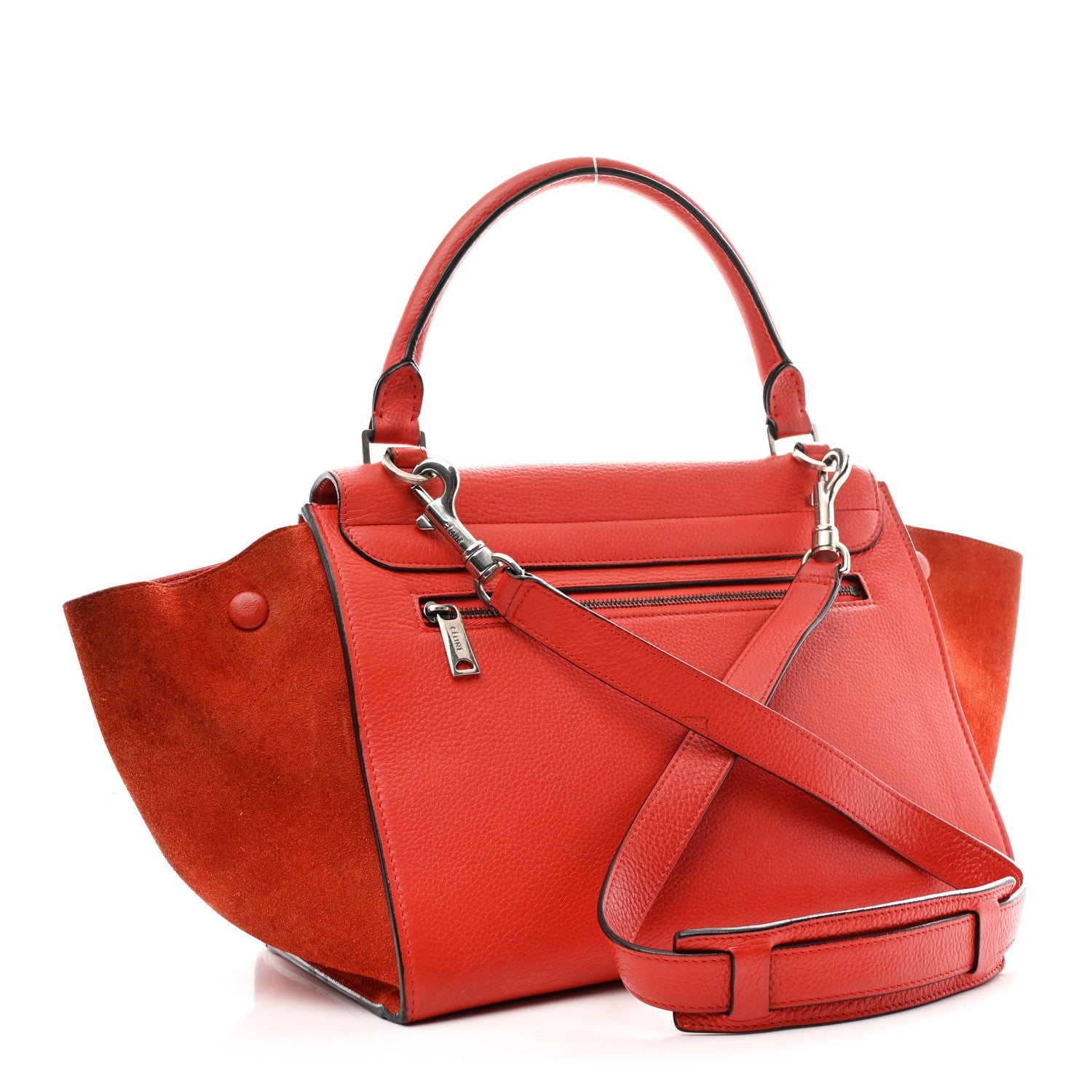 Drummed Calfskin Small Trapeze Vermillion