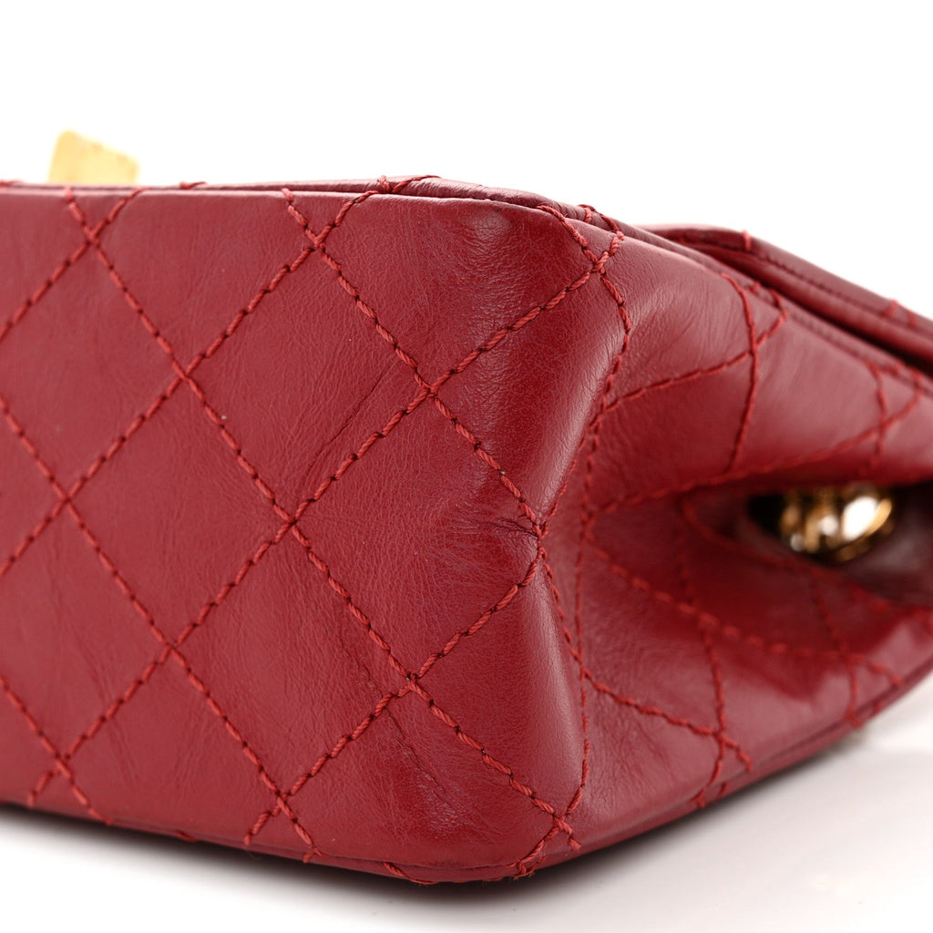 Aged Calfskin Quilted 2.55 Reissue Mini Flap Red