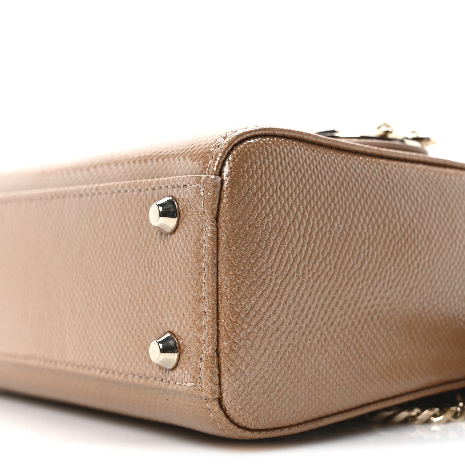 Metallic Lizard Mini Lady Dior Beige