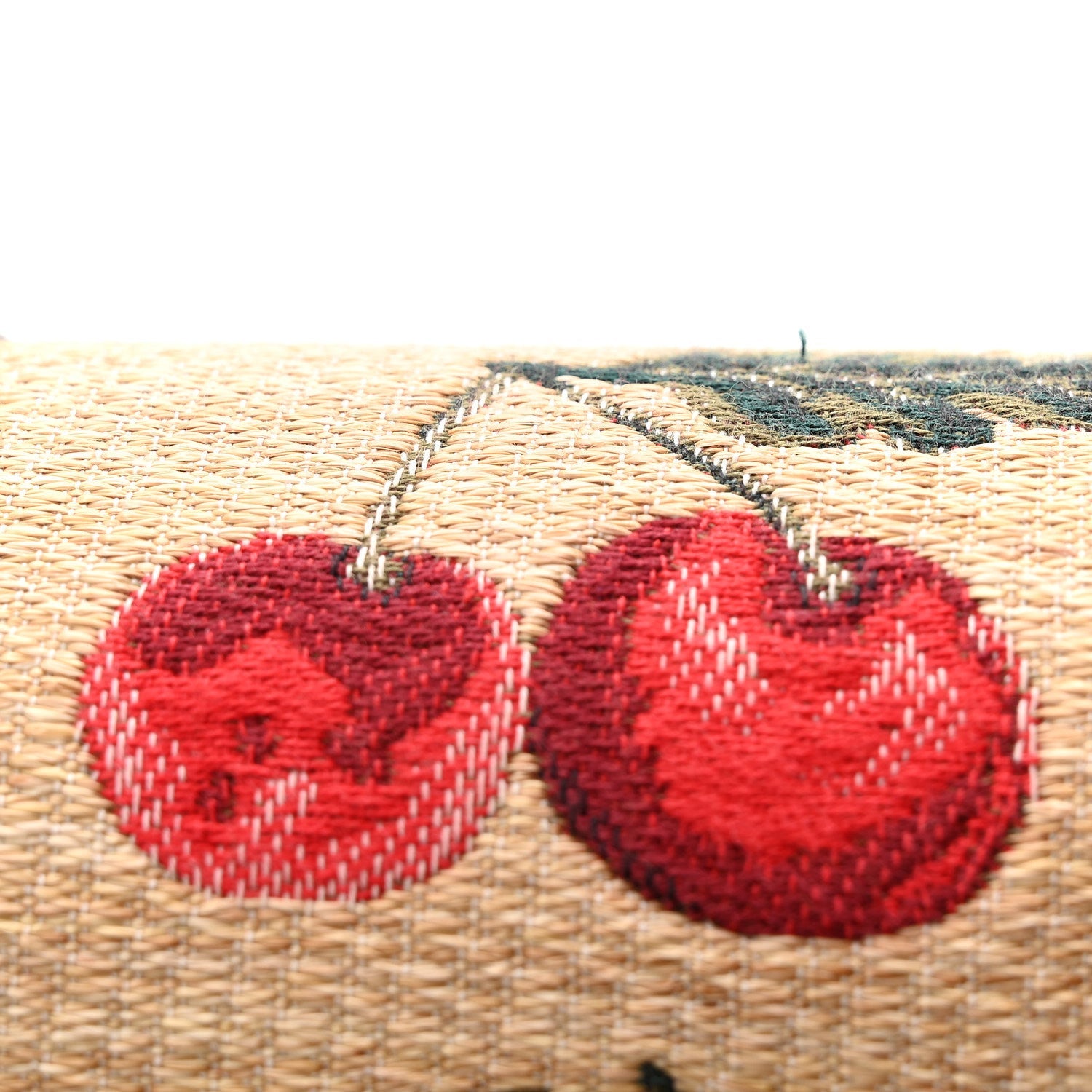 Jacquard Raffia Cherryfic 9to5 Shoulder Bag Natural Red