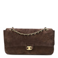 Suede Calfskin Small Souplissimo Maxi Flap Dark Brown