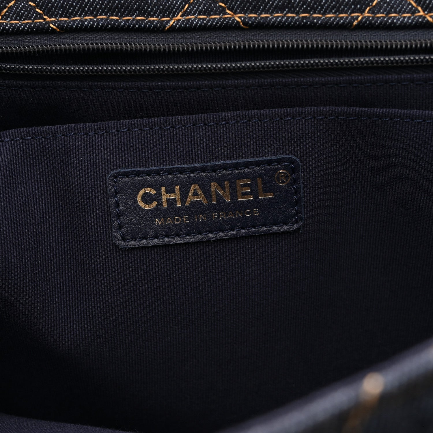 Denim Quilted XXL Travel Flap Bag Dark Blue Orange