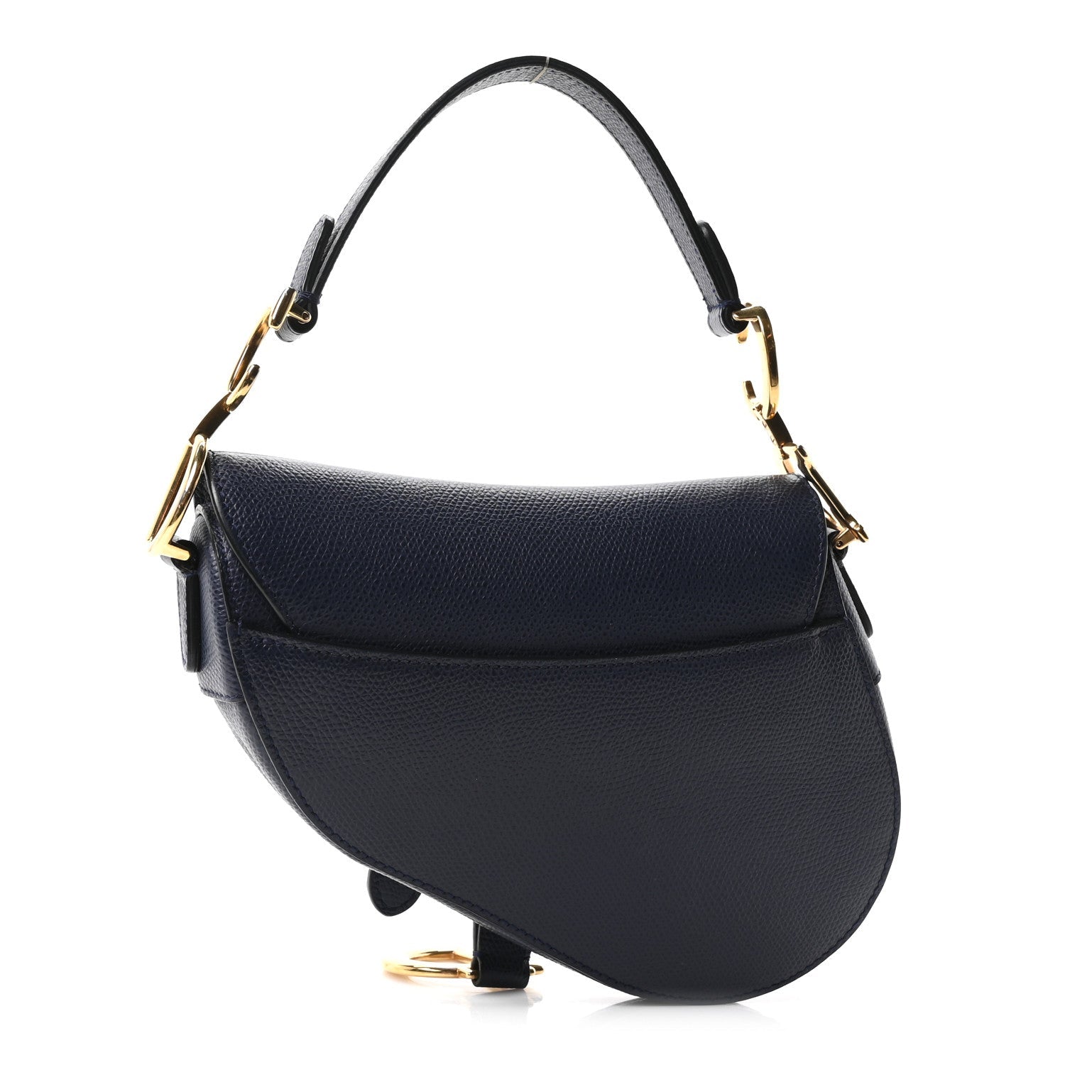 Grained Calfskin Mini Saddle Bag Navy