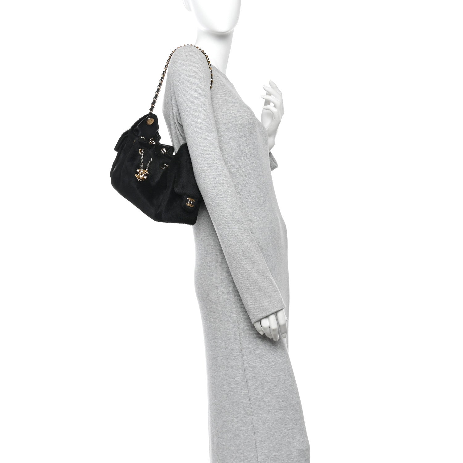 Pony Hair Mini Chanel 25 Handbag Dark Khaki Black