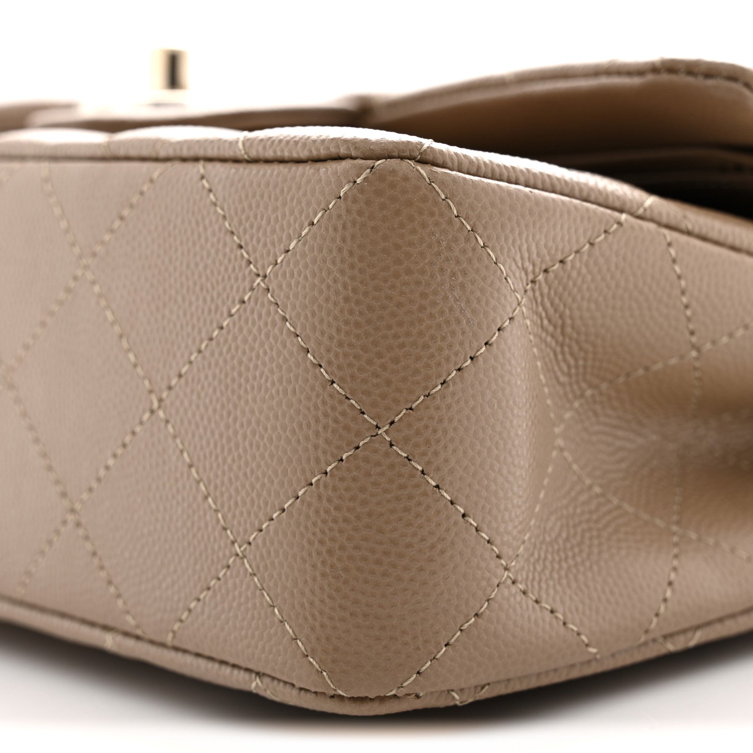 Caviar Quilted Small Double Flap Dark Beige