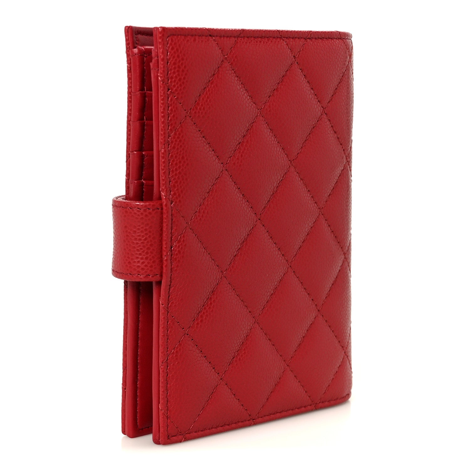 Caviar Quilted Passport Holder Red