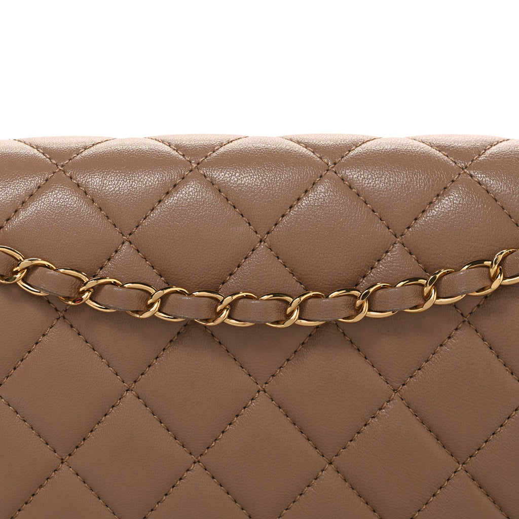 Sheepskin Quilted Vintage Mademoiselle Flap Beige