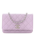Caviar Quilted CC Logo Wallet on Chain WOC Purple