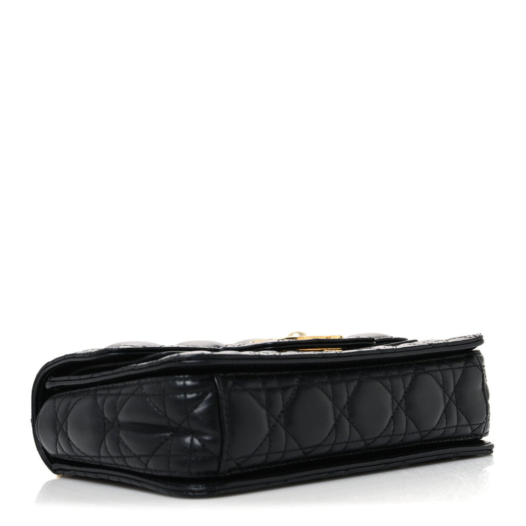 Calfskin Cannage Small Dior Jolie Top Handle Black