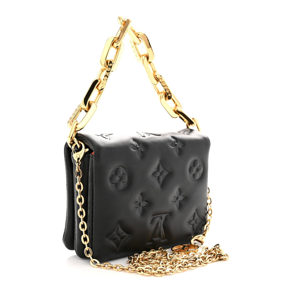Lambskin Embossed Monogram Coussin Belt Bag Black
