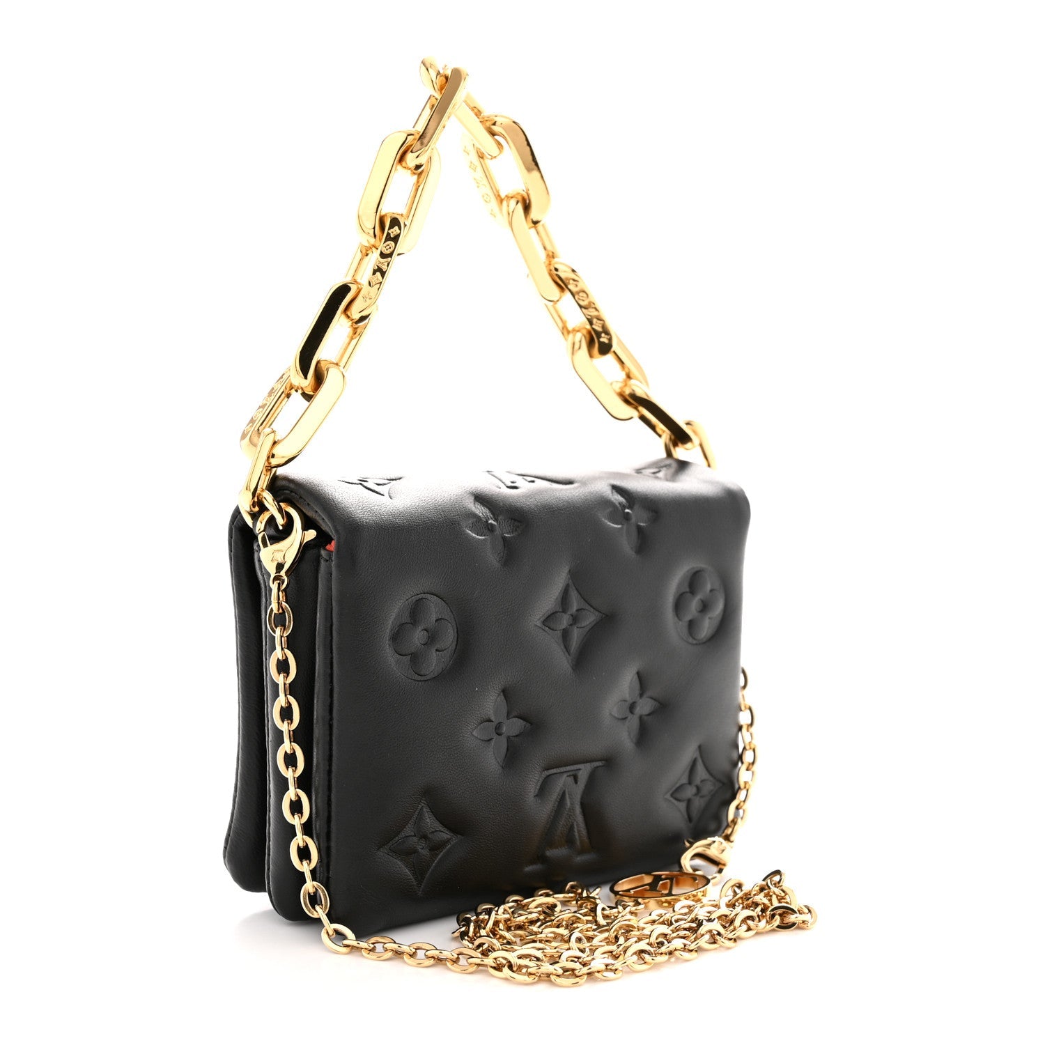 Lambskin Embossed Monogram Coussin Belt Bag Black