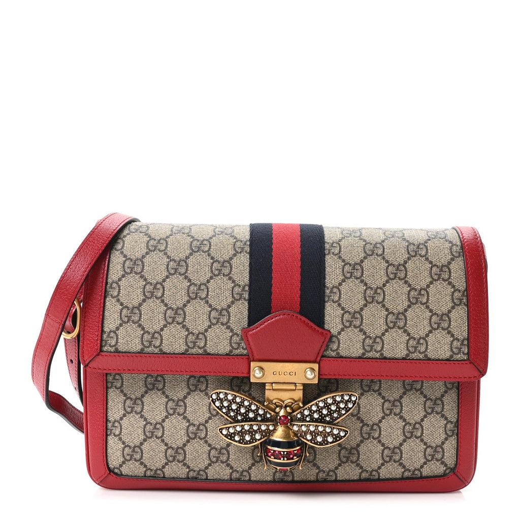 GG Supreme Monogram Medium Queen Margaret Shoulder Bag Red