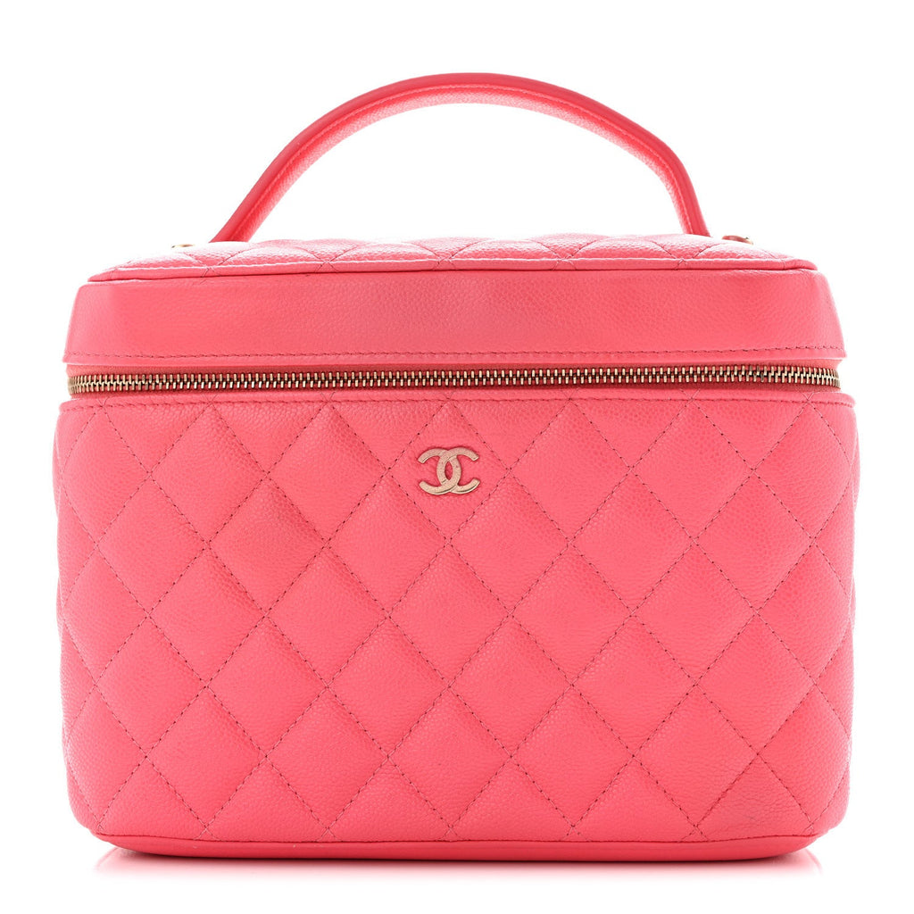 Caviar Quilted Large Vanity Pouch Pink